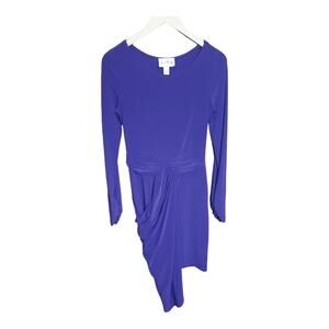 Joseph Ribkoff Womens Purple Long Sleeve Cascade Sheath Dress Size 8